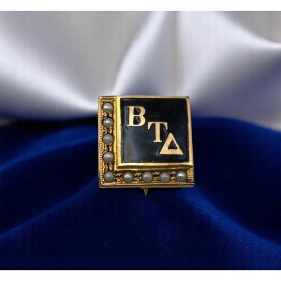 Unbranded Other - 1940s Beta Tau Delta Fraternity Sorority Pin 1/10 GF Black Enamel Seed Pearls